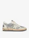 Golden Goose Ball-star Glitter Low-top Sneakers In Silver