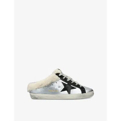 Golden Goose Womens  Super Star Sabot Leather Low-top Trainers In Silver Com