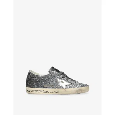 Golden Goose Womens Silver Super Star 60246 Glitter-embellished Low-top Trainers Eur 39 / 6 Uk