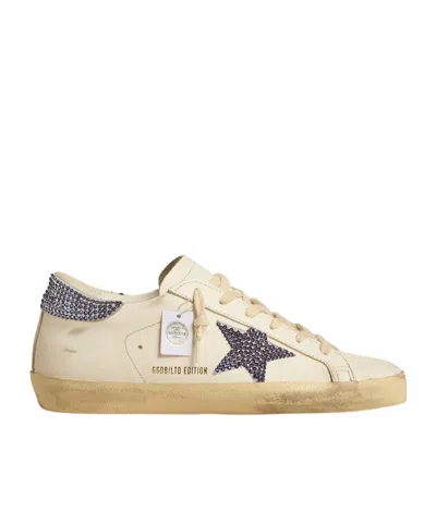Golden Goose Womens Super-star Ltd With Suede Star And Heel Tab With Swarovski Crystals In Neutral