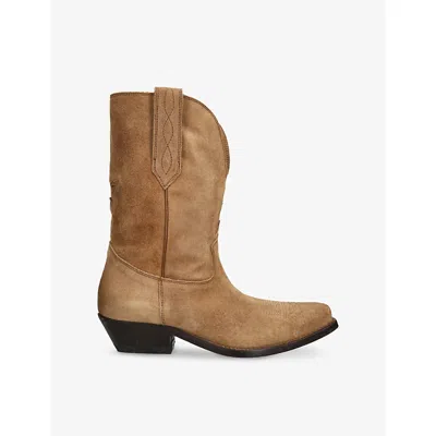 Golden Goose Womens  Wish Heeled Suede Boots In Tan
