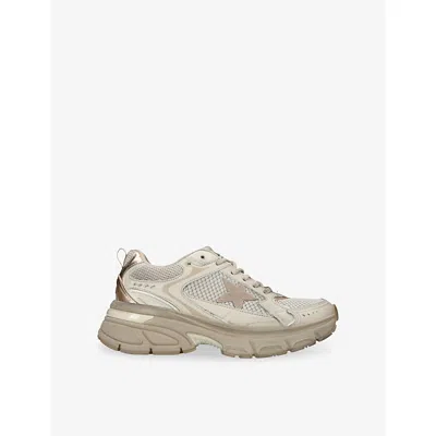 GOLDEN GOOSE WOMENS TAUPE COMB WOMEN'S LIGHTSTAR LEATHER AND MESH LOW-TOP TRAINERS EUR 36 / 3 UK