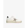 Golden Goose Women's Ball Star 2 Sneakers With Gold Glitter Star And Black Glitter Heel Tab In White