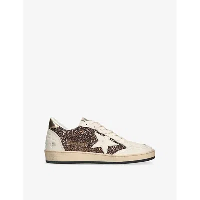 Golden Goose Glitter Ball Star Sneakers In White/brown/gold