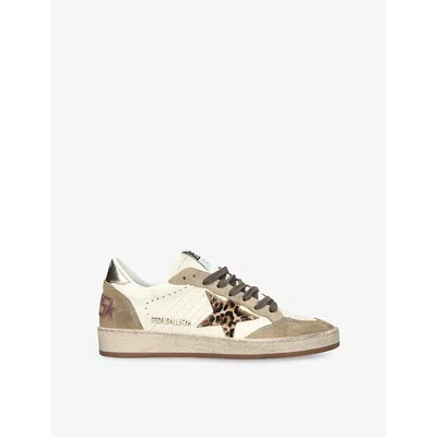 Golden Goose Womens  Ballstar 11425 Leopard-print Leather And Suede Low-top Trainers In White/comb