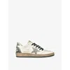 Golden Goose Ball Star Sneakers In Vintage Effect Leather And Suede With Glittered Star And Heel Tab In White