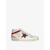 Golden Goose Womens  Mid Star 82835 Glitter-embellished Leather And Suede Mid-top Trainers In White/oth