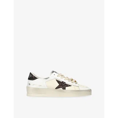 GOLDEN GOOSE WOMENS WHITE/OTH STARDAN 12165 LEATHER LOW-TOP TRAINERS EUR 38/5 UK