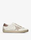 Golden Goose Womens  Super Star 11471 Glitter Heel-tab Leather Trainers In White
