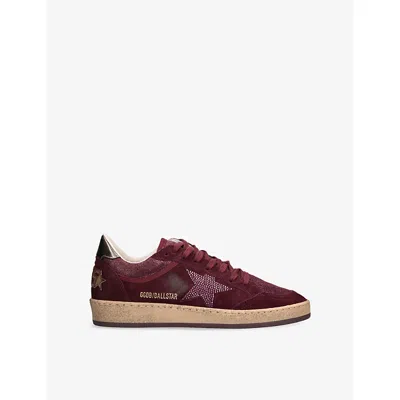 Golden Goose Womens  Ballstar 40549 Suede Trainers In Burgundy