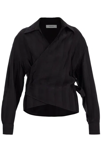 GOLDEN GOOSE WOMENS WRAP SHIRT IN NIGHT STRIPE VISCOSE