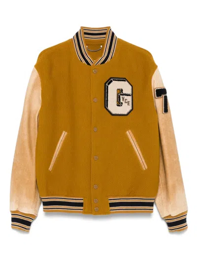 Golden Goose Wool And Leather Bomber Jacket In Brown