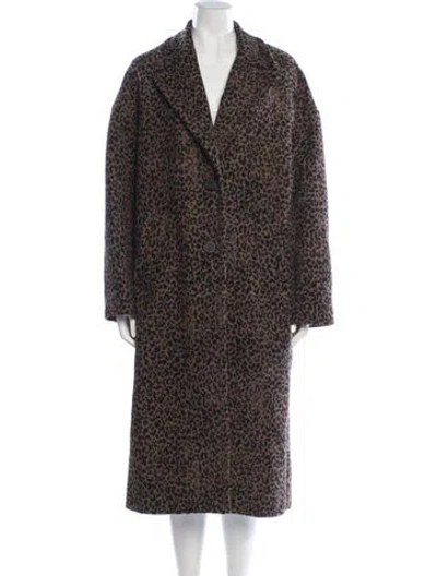 Pre-owned Golden Goose Wool Animal Print Coat In Black