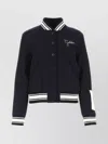 Golden Goose Wool Blend Bomber With Embroidered And Patch Detail In Blue