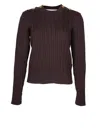 Golden Goose Wool Blend Crew-neck Sweater With Woven Pattern In Brown