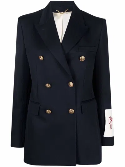 Golden Goose Wool Blend Double-breasted Coat In Blue