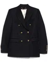Golden Goose Navy Blue Double-breasted Jacket With Flap Pockets In Black