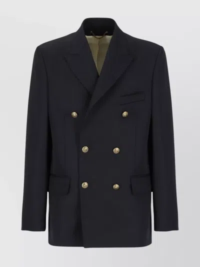 Golden Goose Wool Blend Double Breasted Jacket In Black