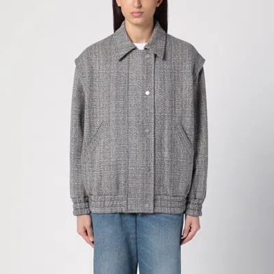 GOLDEN GOOSE GOLDEN GOOSE WOOL BLEND HERRINGBONE BOMBER JACKET WOMEN