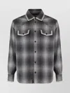 Golden Goose Wool Blend Long Sleeve Checked Shirt In Gray