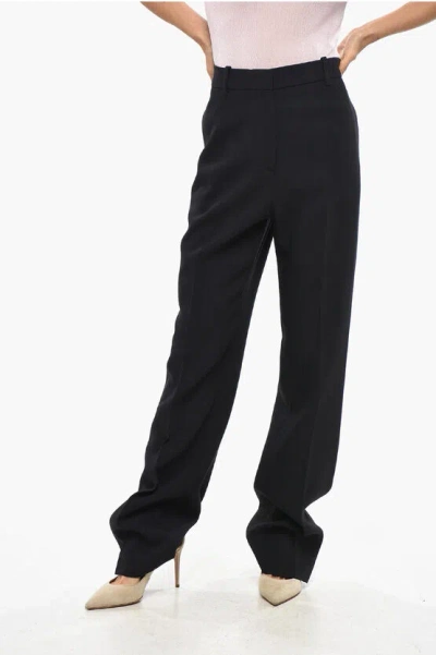 Golden Goose Wool Blend Maewa Pants With Front Pleat In Black