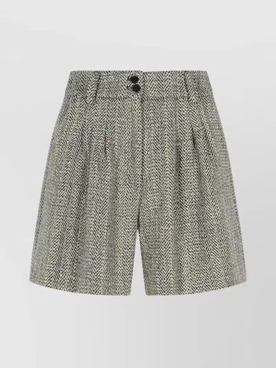 GOLDEN GOOSE WOOL BLEND SHORTS HERRINGBONE PATTERN