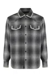 Golden Goose Wool Blend Long Sleeve Checked Shirt In Gray