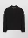 Golden Goose Wool Cardigan With Leather Shoulder Panels In Black