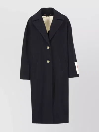 Golden Goose Single-breasted Long Coat In Virgin Wool In Blue