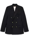 Golden Goose Double Breasted Gabardine Blazer In Blue