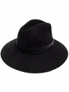 Golden Goose Wool Fedora Hat With Leather Strap Accessories In Black