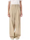 Golden Goose Sand Wool Gabardine High-waist Pants In Neutral