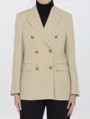 Golden Goose Beige Double-breasted Blazer With Peak Revers In Multi
