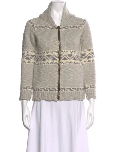 Pre-owned Golden Goose Wool Graphic Print Sweater In Gray