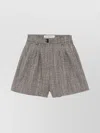Golden Goose Herringbone Print Wool Shorts In Gray
