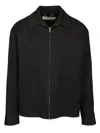 Golden Goose Men Black Jacket With Classic Collar And Long Sleeves In Virgin Wool Man
