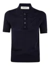 Golden Goose Polo Knit Short Sleeves In Merino Wool Clothing In Azul