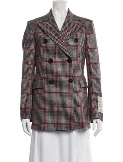 Pre-owned Golden Goose Wool Plaid Print Blazer In Red