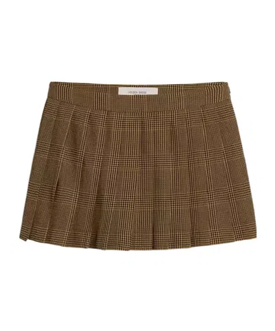 Golden Goose Wool Pleated Miniskirt In Brown