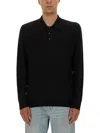 Golden Goose Long-sleeve Knit Polo Shirt In Black