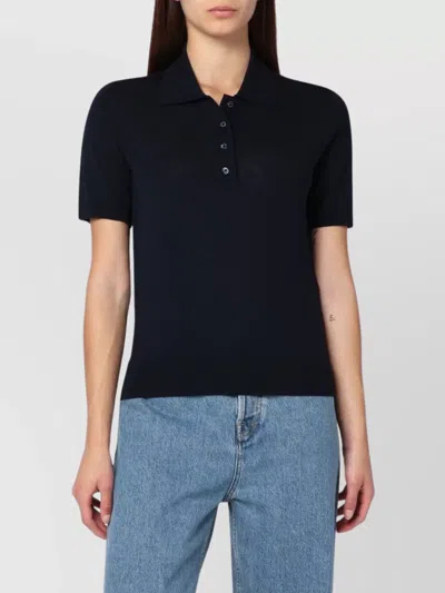 GOLDEN GOOSE WOOL POLO RIBBED COLLAR SHORT SLEEVES