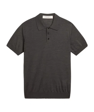 Golden Goose Wool Polo Shirt In Black