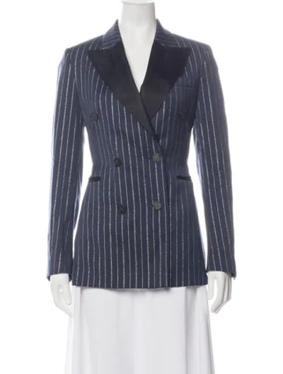Pre-owned Golden Goose Wool Striped Blazer In Blue