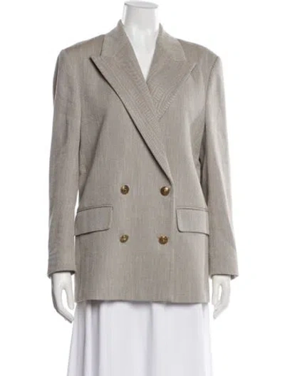 Pre-owned Golden Goose Wool Striped Blazer In Gray