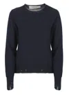 Golden Goose Black Merino Wool Sweater With Golden Applications For Women In Blue
