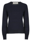 Golden Goose Fitted Wool Sweater With Star Embellishments In Blue