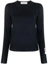 Golden Goose Crew Neck Wool Sweater With Lace Hem In Blue