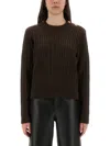 Golden Goose Wool Sweater With Button Detail In Brown