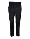 Golden Goose Twill Drawstring Trousers With Gold Logo Plaque In Black