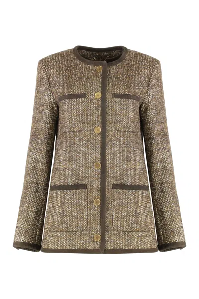 Golden Goose Wool Tweed Jacket In Brown